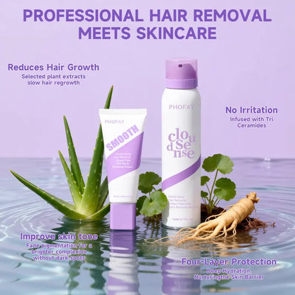 Hair Removal Cream & Spray - Fast-Acting Dual Formula for Smooth Bikini & Body Skin
