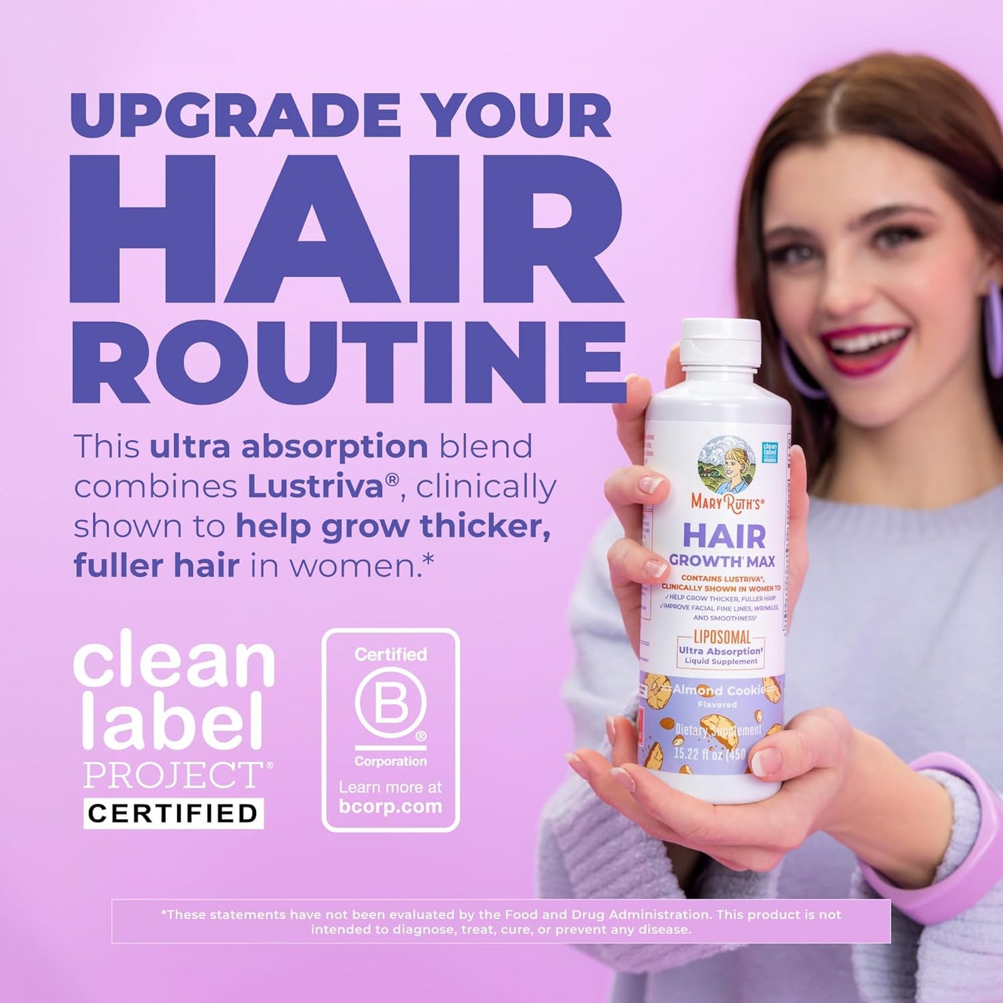 Liposomal Hair Growth Supplement - Clinically Tested Lustriva For Thicker-Looking Hair