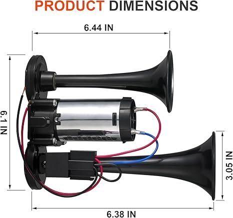 Dual Air Horn – 130dB Upgraded Twin Tubes For Instant Hazard Warning