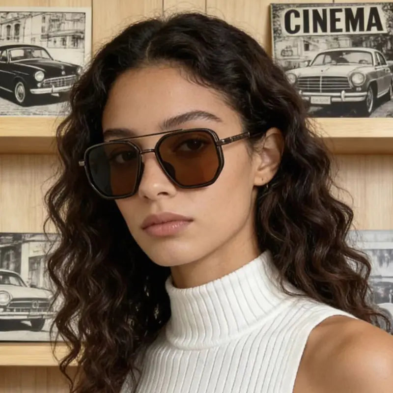 Geometric Aviator Sunglasses – HD Polarized Double-Beam For Elite Sun Protection & Retro Styling