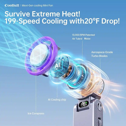 Portable High-Speed Fan – Instant Ice Cooling With 199 Wind Levels