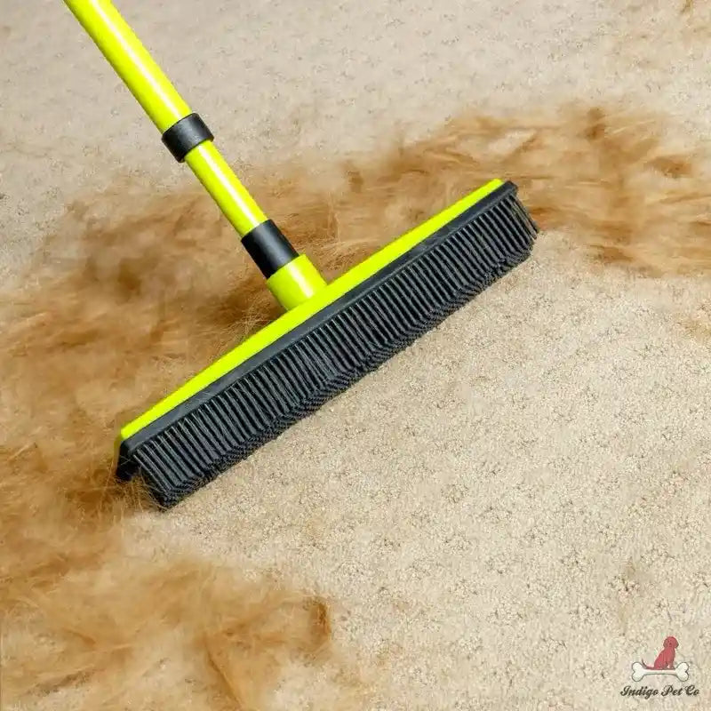 Rubber Pet Hair Broom – Electrostatic Rubber Bristles For Deep Carpet & Floor De-Shedding