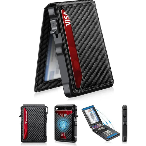 Ultra-Slim Pop-Up Aluminum Wallet with RFID Blocking & Magnetic Bifold