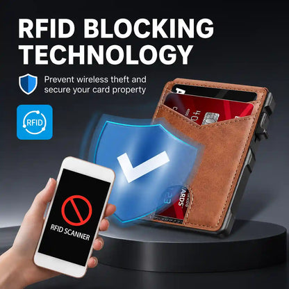 Ultra-Slim Pop-Up Aluminum Wallet with RFID Blocking & Magnetic Bifold