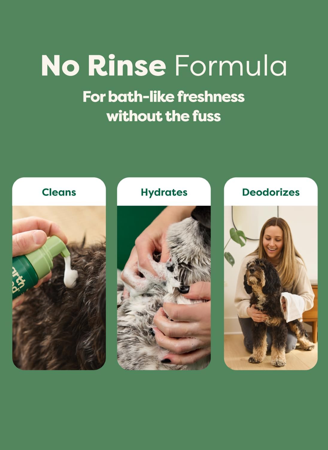 Instant Waterless Dog Shampoo Foam - Clean, Deodorize & Condition Without Water