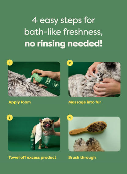 Instant Waterless Dog Shampoo Foam - Clean, Deodorize & Condition Without Water