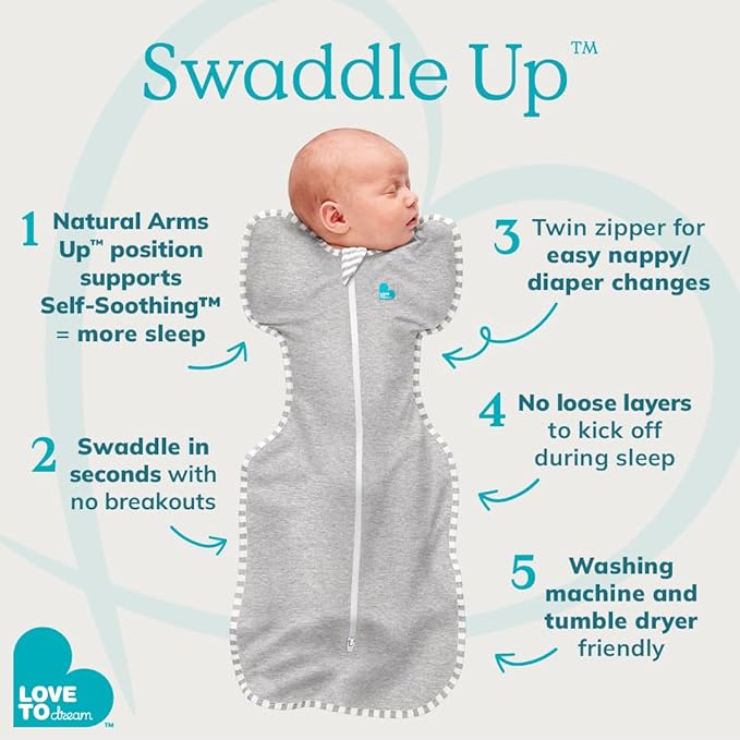 Sleep Longer & Deeper with Natural Arms-Up Swaddle Sack