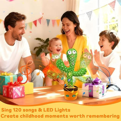 Interactive Dancing & Talking Cactus Toy with Glowing LED Lights